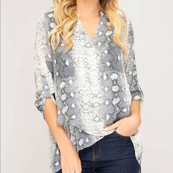 She and Sky Tops - snake print blouse